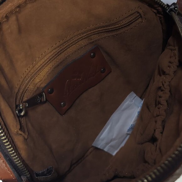 NEW PATRICIA NASH Crossbody Bag Raffia w/ Crochet Flowers Brown Leather - Picture 5 of 7